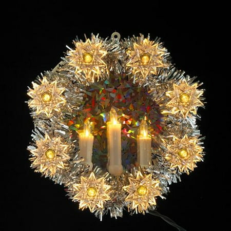 8 quot lighted silver tinsel wreath and candle christmas tree 8 quot lighted silver tinsel wreath and candle christmas tree