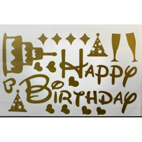 DISNEY STYLE BIRTHDAY Script Sticker - Gold