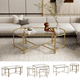 thumbnail image 1 of Juego de Mesa de Centro de Vidrio Templado 124.5×55×45cm, Oro FurnitureR Moderno, 1 of 9