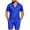 Blue, variant on Men's Summer Holiday 2 Piece Matching Outfit Casual Textured Button Down Collar Short Sleeve Shirt Shorts with Pocket Set Black M