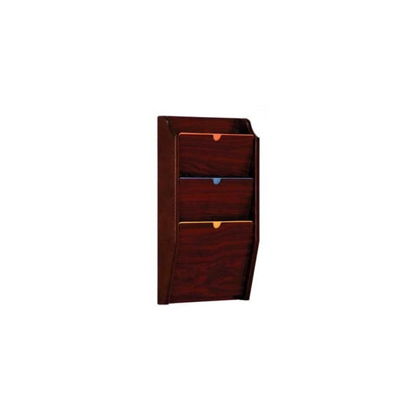 Wall Mount HIPAA Compliant ThreePocket Chart Holder (Dark Red Mahogany