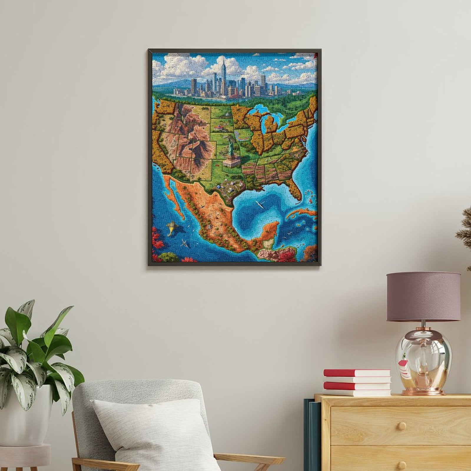 Paint By Numbers Kit for Adults Beginner - DIY Cityscape Landscape Map Art Colorful Canvas Painting Kits for Adults, Frameless Paint By Number for Adults for Home Wall Decor 16x20 Inch
