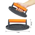 thumbnail image 2 of vivicreate 7 inch Diameter Griddle Press, Bacon Press, Grill Press, Burger Press,Meat Press, cast Iron Grill Press, Barbecue Press, Iron Press with Wooden Handle, 2 of 5
