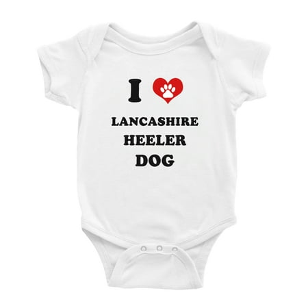 

I Heart Lancashire Heeler Dog Funny Baby Bodysuits (White 0-3 Months)