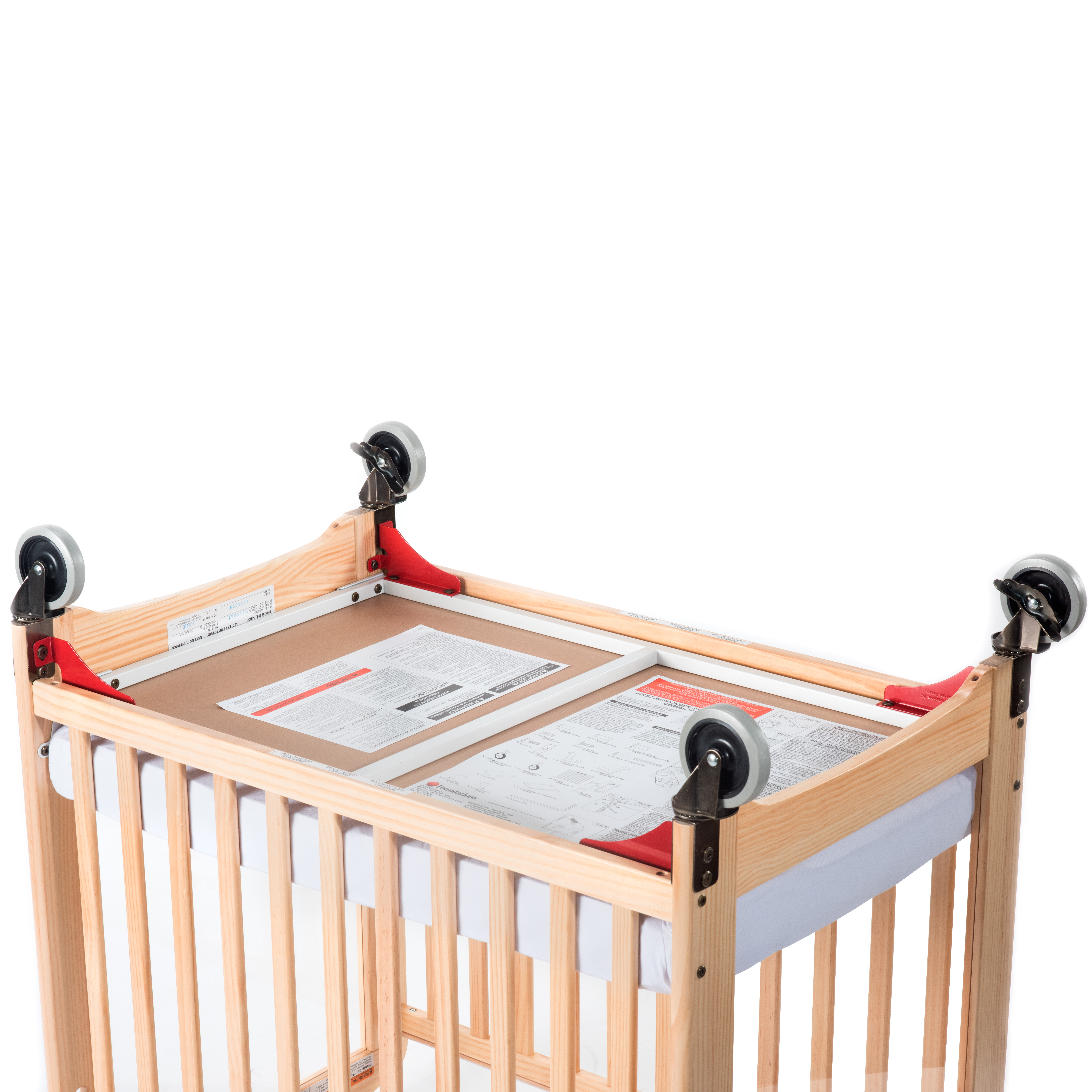 Foundations Evacuation Kit for Serenity Cribs, 4" Casters and Red Steel Gusset Plates