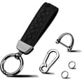 thumbnail image 1 of HAHDAXIA Genuine Leather Car Keychain with 2 Key Rings,Car Fob Key Keychain Holder with Anti-Lost D-Ring for Men Women, 1 of 6