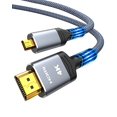 thumbnail image 1 of TianQi Câble Micro HDMI vers HDMI 4K 15 Pieds, 4K@60Hz HDR, Cordon Micro HDMI Compatible pour Appareil Photo Reflex Numérique, Raspberry Pi, GoPro Hero vers Télé, Portable, Ordinateur, Moniteur, pour Vidéo, Audio, Image, Diffusion Gris, 1 of 5