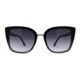 thumbnail image 2 of Iconic Metal Bridge Large Cat Eye Plastic Chic Fashion Sunglasses Black Slate Smoke, 2 of 4