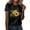 Black, variant on Womens Tops Classic Version Of Cotton Short Sleeve Crewneck Loose Printed T Shirt Black L