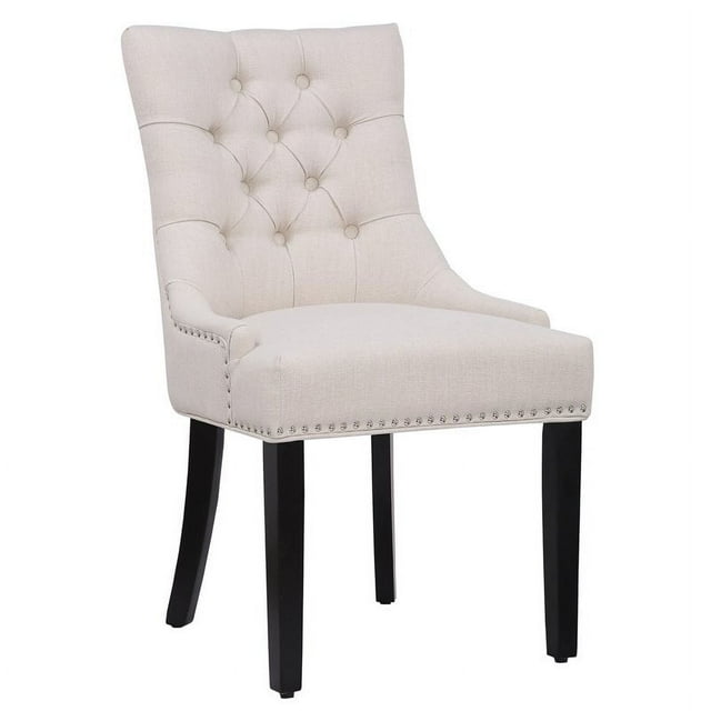 Costaelm Bellmount Fabric Wingback Tufted Dining Chair in Beige