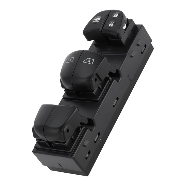 interruptor de ventana eléctrica lateral delantero unique bargains para nissan altima 2013-2014-2018 no.254013ta4a módulo negro de control de ventanas de 19 pines (16+3) para lado del conductor; vista 3/4 frontal con tres interruptores de subida/auto, botón de bloqueo de ventanas y de puertas con símbolos blancos, carcasa de plástico y conectores metálicos en la base, indicado como reemplazo según OE 254013TA4A y a menudo usado en proyectos de restauración interior de puertas.