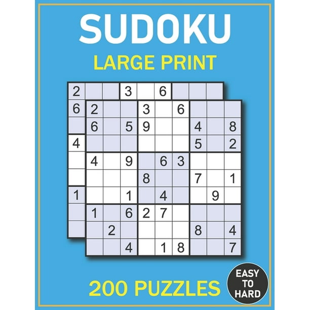 sudoku large print puzzles easy to hard sudoku puzzles for adults and teenagers paperback large print walmart com