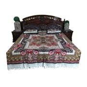 Mogul Bedspread Bed Cover Cotton Tapestry Galicha Printed Coverlet Plus 2 Pillow Covers