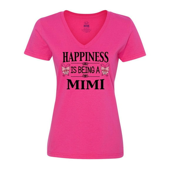 Inktastic Happiness is Being a Mimi with Butterflies Women's V-Neck T-Shirt