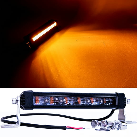 7 Inch OZ-USA®  FS-Series Amber LED Fog Light Dust Chase Lightbar High Intensity 30w Single Row Wide Beam Off-road Truck SUV ATV UTV SxS 12V