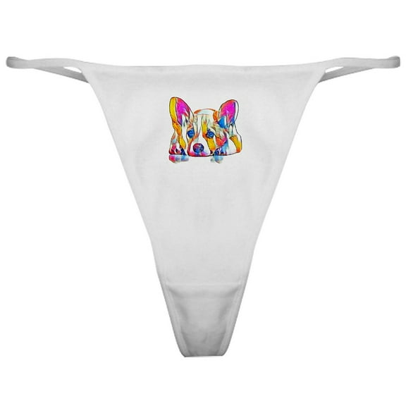 CafePress - Colorful Corgi Puppy Classic Thong - Women's Novelty Thong Panties Underwear