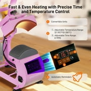 Hat Heat Press Machine,GOCHIFIX Manual Hat Heat Press with 2pcs Interchangeable Platens for Caps Hats T-Shirts and HTV Iron On and Sublimation Projects,Pink
