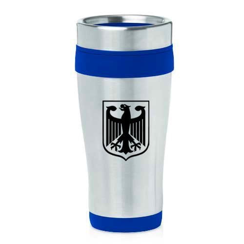 16oz Insulated Stainless Steel Travel Mug Coat of Arms Germany Eagle (Blue),MIP by