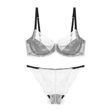 Sentmoon Lingerie for Women Thin Sponge Transparent Bra With Large Chest And Small Lace Women s Sexy Lingerie Bra Set Valentines Lingerie Valentines Day Gifts for Her Clearance Sales Today Deals Pri