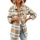 thumbnail image 1 of Chamarras de tela escocesa casuales para mujer Abrigos de chaqueta de camisa con botones de franela cepillada (amarillo) Zhivalor BST2001268-2, 1 of 5