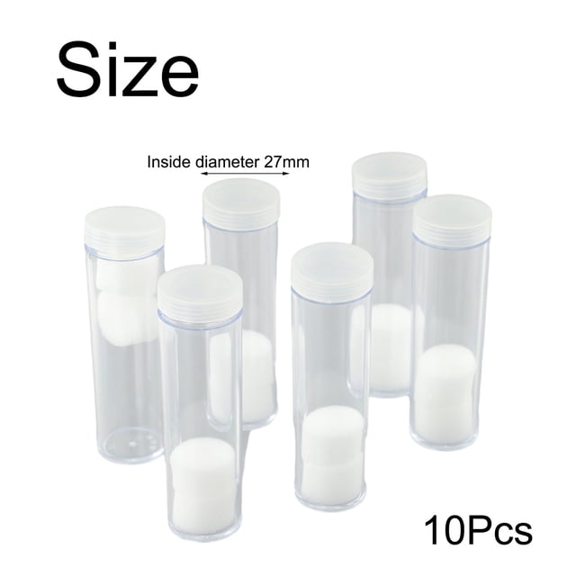 10pcs Plastic Coin Collection Box Protection Tube Holder For 27mm/30mm Coins Capsules Storage Container Tube Holder With Lid