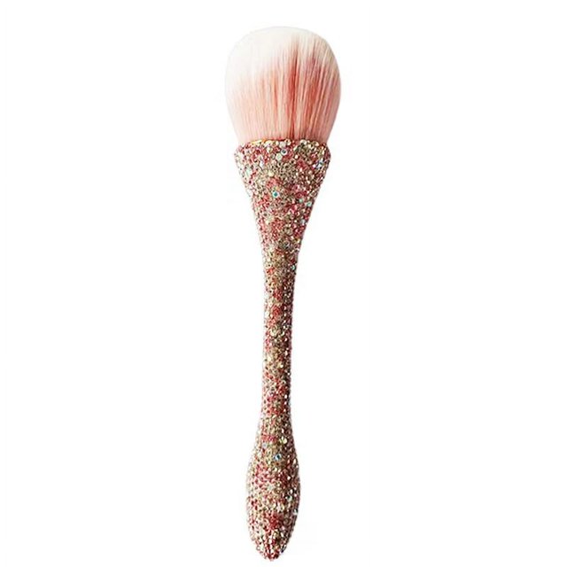 Brocha de maquillaje en polvo suelto de cintura pequeña con incrustaciones de diamantes, brocha de rubor de copa única de gran tamaño, para trabajadores de belleza