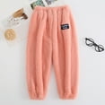 thumbnail image 2 of Fuzzy Pajama Pants for Boy Soft Winter Warm Pjs Pants Loose Comfortable Lounge Bottoms Sleepwear Jogger Pants,Orange,12CM(2-3 Years), 2 of 3