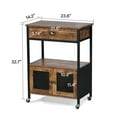 thumbnail image 2 of Catrimown Coffee Cart, Coffee Bar Microwave Cart with Storage, Coffee Cart Station, Rustic Brown, 2 of 8