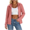 thumbnail image 2 of Snorda Jackets for Women Full Zip Long Sleeve Sun Protection Hooded Jacket With Zipper Pockets Casual Solid Color Loose Fits Lightweight Comfy Jackets for Fall Daily Outing Wear, 2 of 7