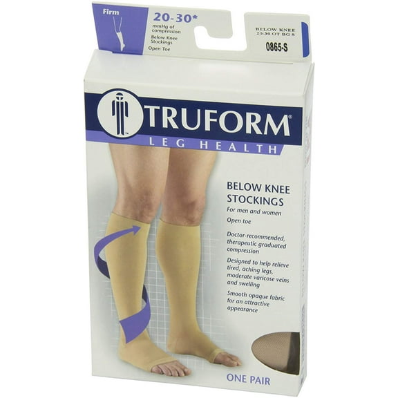 Truform Stockings Knee High Open Toe: 20-30 mmHg S BEIGE (0865-S)