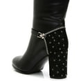 thumbnail image 4 of Ferwind Women's Knee High Boots Rhinestone and Studded Details Chunky Heels Adult Black  8, 4 of 7
