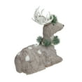 thumbnail image 4 of Northlight Sitting Sisal Reindeer with Wreath Christmas Figure - 14" - Gray, 4 of 4