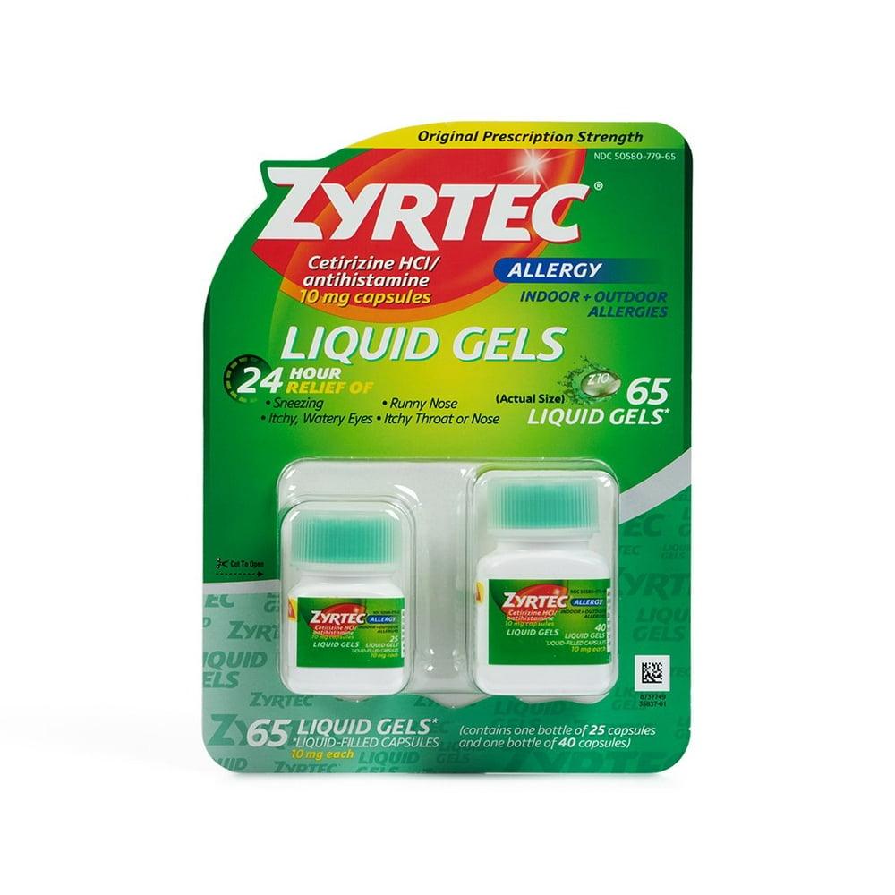 Zyrtec LiquidGels Cetirizine HCl 10 mg Liquid Gels, 65 Ct