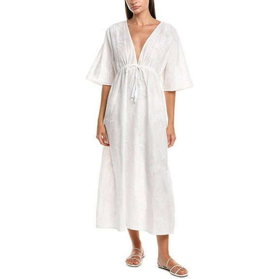Natori womens  Palm Caftan Dress, l, White