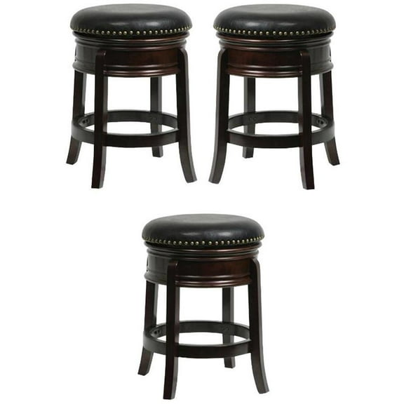 Home Square 24" Hamilton Swivel Bar Stool in Cappuccino - Set of 3