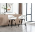 thumbnail image 2 of Guyou 26" Swivel Bar Stool Set of 2, Modern Velvet Upholstered Counter Height Stool with Back and Metal Legs for Kitchen Island Bar Bistro Restaurant, White, 2 of 15