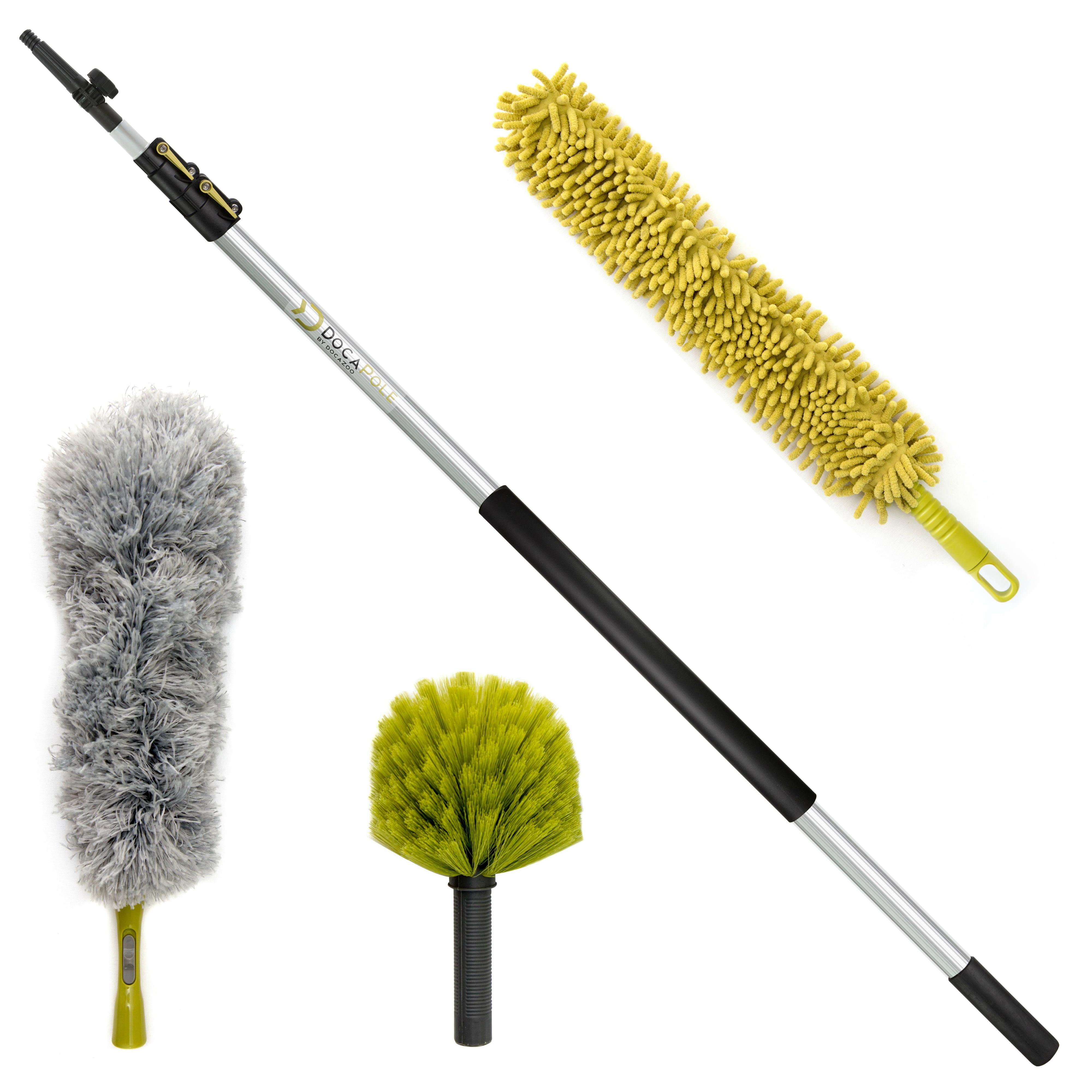 Docapole Cleaning Kit With 24 Foot Extension Pole // Includes 3 Dusting Attachme