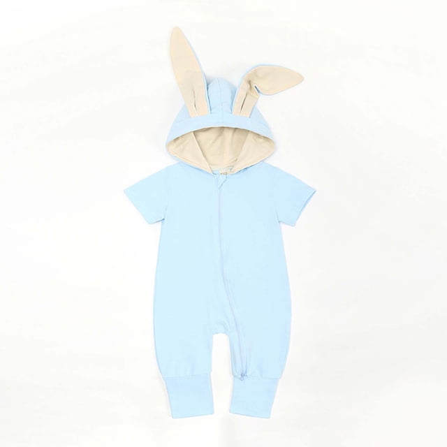 DPTALR Combinaison à Capuche à Manches Courtes pour Nouveau-Né avec Oreilles de Rabbit