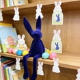 thumbnail image 6 of Taotanxi Easter Flocked Bunny Goth FigurineTie 15 in Easterween Rabbit Tabletop Decorations for Easter Centerpieces Easterween Ornament Spring Home Party Mantel Decor(Blue), 6 of 6