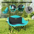 thumbnail image 3 of Outsunny Double Camping Chair for Adults, Padded Folding Camp Chair with Armrests, Cup Holders, Green, 3 of 9