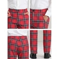 thumbnail image 6 of INSPIRE CHIC Men's Pants Plaid Elastic Waist Stretch Flat Front Dress Pants 30 Red, 6 of 7