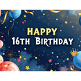 thumbnail image 4 of Blue Backdrop Happy 16th Birthday Banner with Balloons Stars and Hearts Party Decors Photography Props for Birthday Party Celebration Photo Booth Setup, 4 of 8