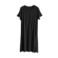 thumbnail image 3 of OVAFBAU Womens Nightgown Sleepshirt Pajama Dress Casual Cotton Crew Neck Short Sleeve Slit Loose Loungewear Dress Sleepwear, 3 of 6