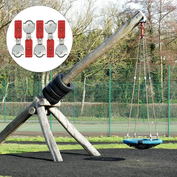 SASABAXI 5Pcs Red Metal Pulley Small Pulleys for Lifting and Towing Round Heavy Duty Industrial Accessories