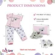 Emily Rose 18 Inch Doll Clothes | Koala PJ Set 5 PC 18 Doll Pajama Outfit with Matching Slippers, Koala Stuffed Toy and Pillow! | Fits American Girl and Similar Dolls
