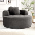 thumbnail image 2 of Leumius Oversized Round Chair Lounge Chaise Indoor,Upholstered Round Sofa Bed with Memory Foam,Comfy Cloud Circle Chair with Deep Seat for Living Room Bedroom,No Assembly Required,Black+ Gray, 2 of 10