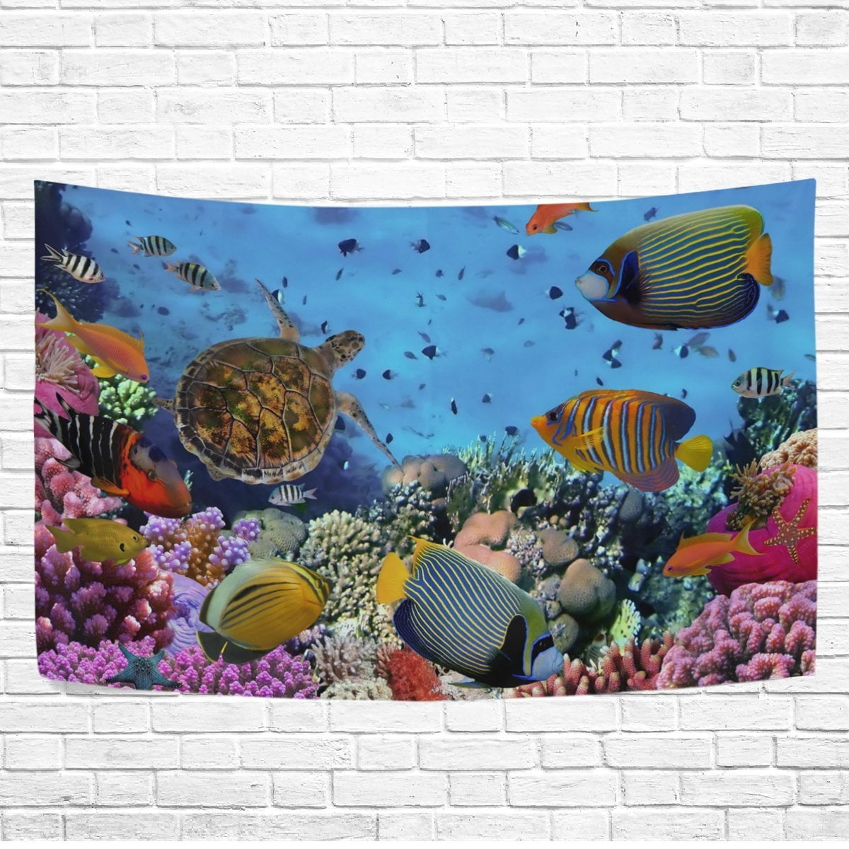POPCreation Home Decor Collection, Colorful Coral Reef Fish Sea Turtle ...