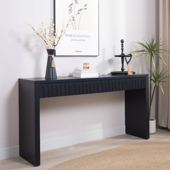 Modern Console Table with 4 Drawers, 59.2" Entryway Table (Black)