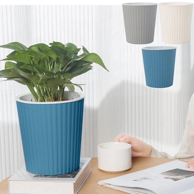 Sentmoon Jardinières pour Plantes d'Extérieur Jardinière Auto-Arrosante Jardinière en Plastique Ronde Pot de Fleurs Pot à Absorption d'Eau Automatique avec Réservoir pour Plantes d'Intérieur et d'Extérieur Herbes Déco de Balcon
