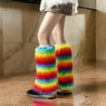 thumbnail image 5 of Women Girls Vintage Warm Bright Rainbow Leg Warmers Fuzzy Leg Cover Harajuku Boot Cuffs Long Socks for Winter Days, 5 of 10